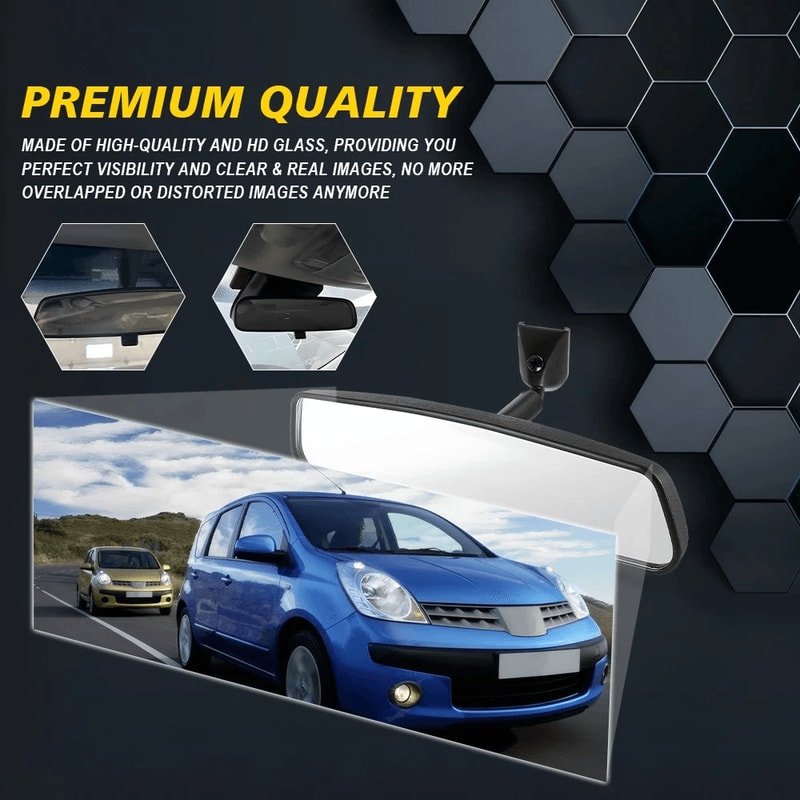 Premium Black Interior Rear View Mirror Eliminates Blind Spots AllWeather Ready 7