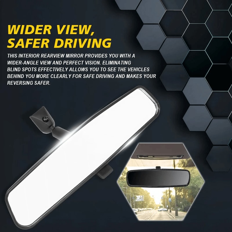 Premium Black Interior Rear View Mirror Eliminates Blind Spots AllWeather Ready 8