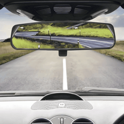 premium black interior rear view mirror, eliminates blind spots, all-weather ready
