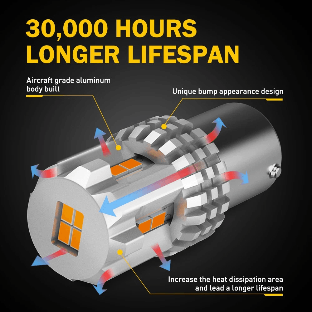 Amber LED Front Turn Signal Blinker Bulbs For Automotive 1