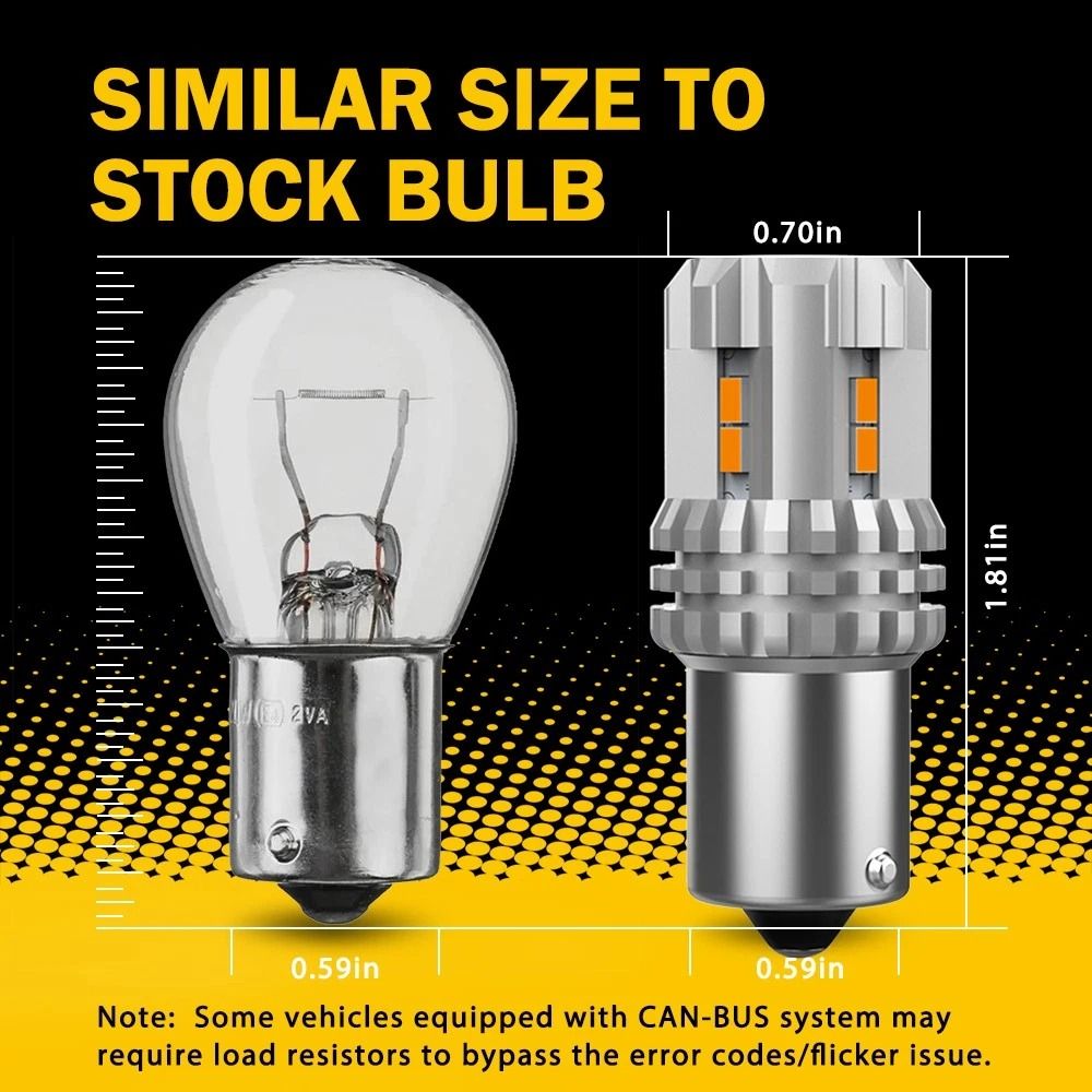 Amber LED Front Turn Signal Blinker Bulbs For Automotive 3