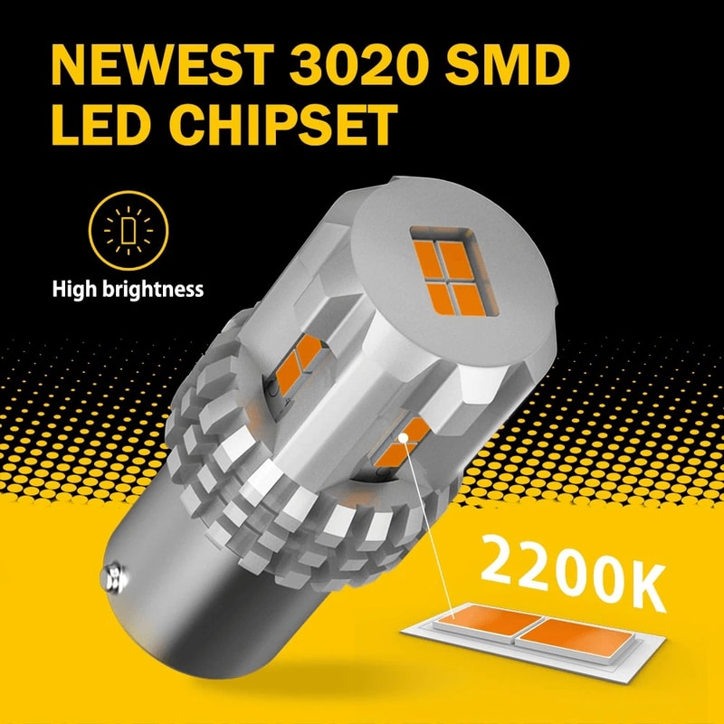 Amber LED Front Turn Signal Blinker Bulbs For Automotive 5