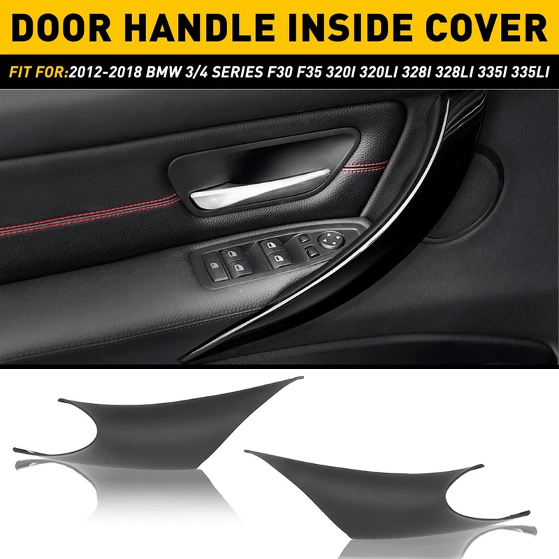 Front Left Right Inner Door Handle Protect Case ABS Inside Cover Black Interior Trim Set 7