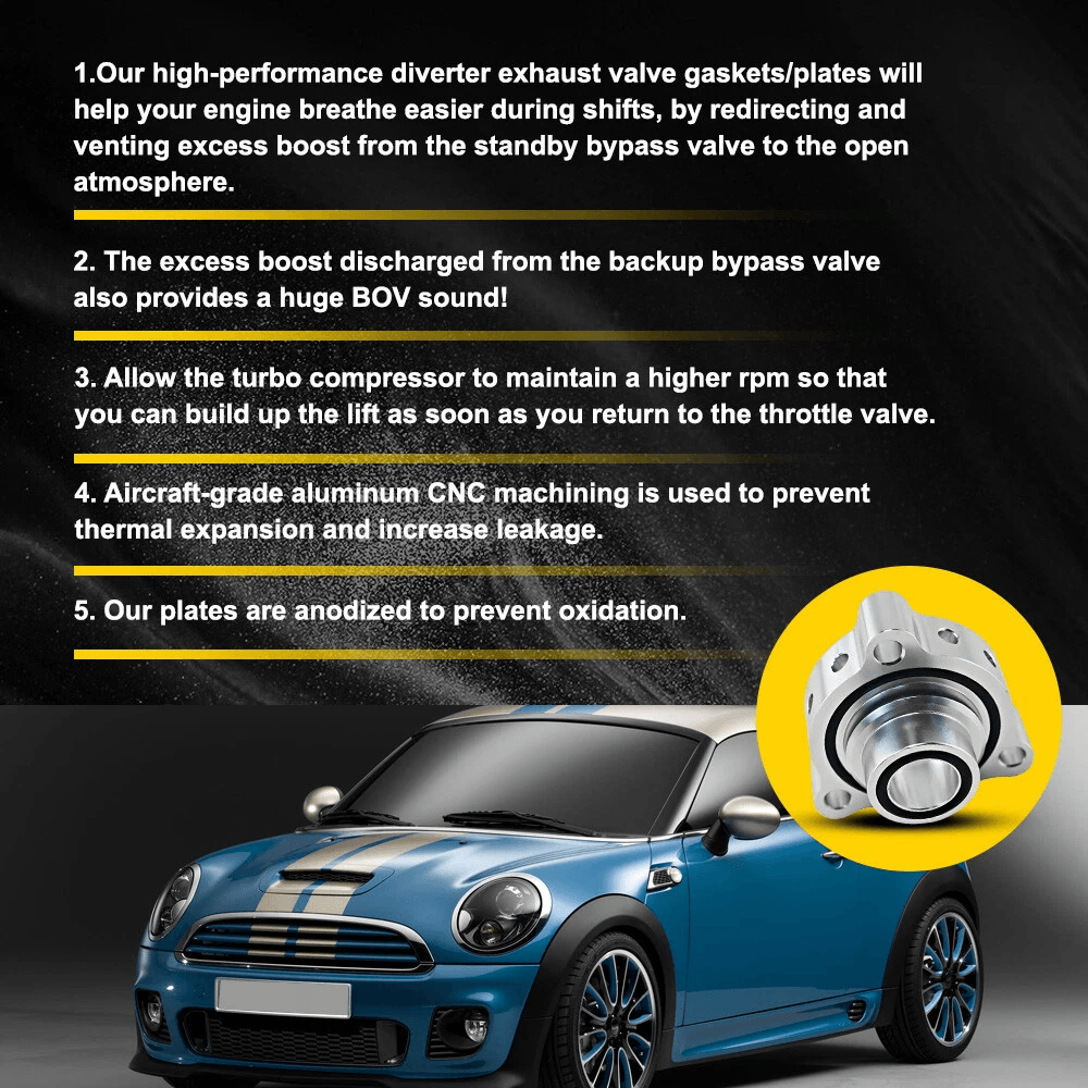 Turbo Spacer Plate Silver BOV Blow Off Valve Adapter Boost Vent Plate Tight Seal Gasket Anti Oxidat 4