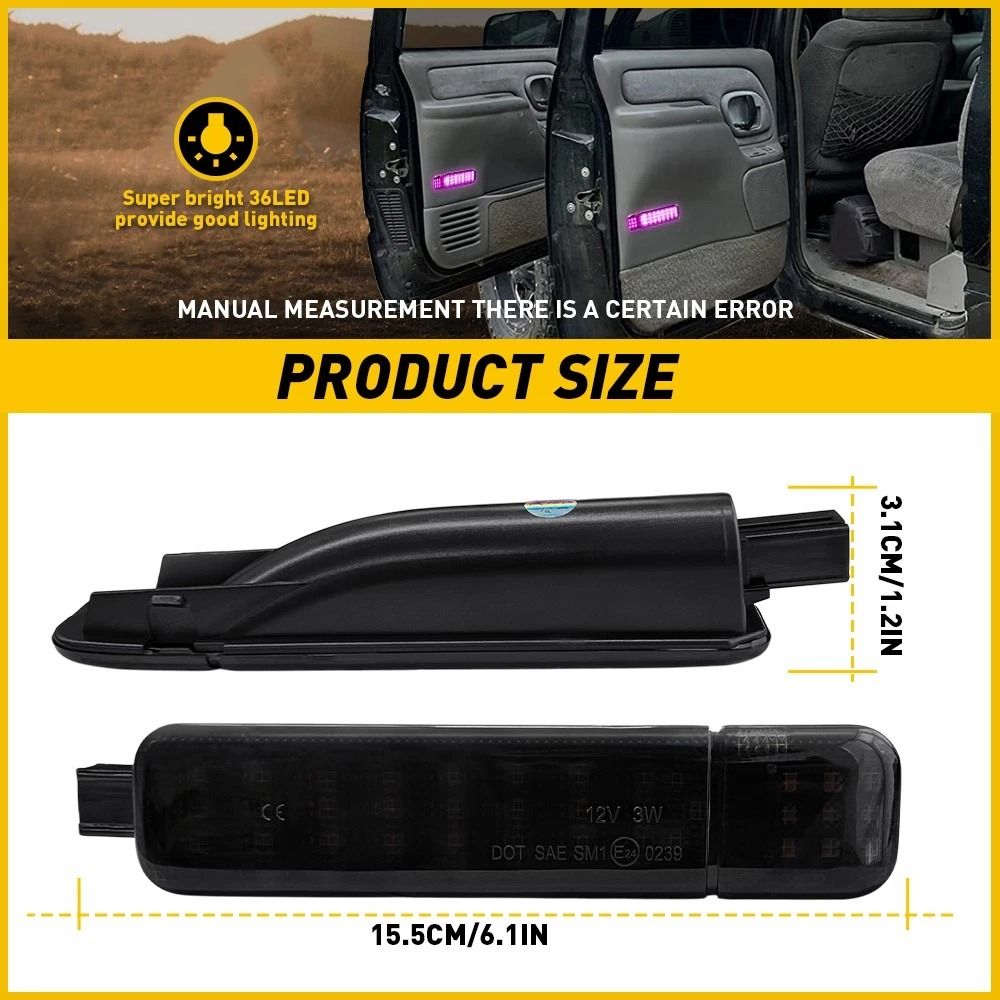 Purple Pair LED Door Courtesy Light Waterproof ABS Housing PC Lens Easy Install 1