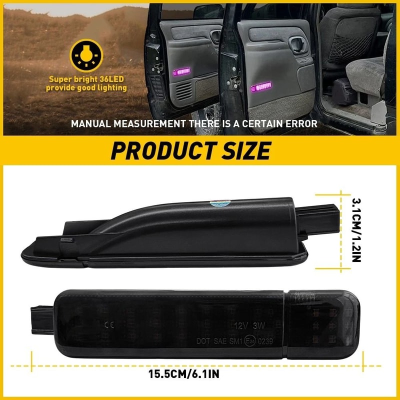 Purple Pair LED Door Courtesy Light Waterproof ABS Housing PC Lens Easy Install 1