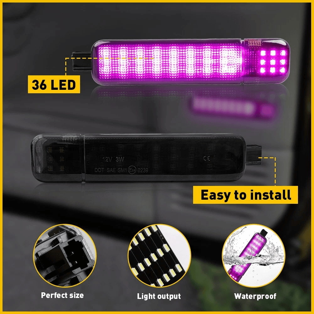 Purple Pair LED Door Courtesy Light Waterproof ABS Housing PC Lens Easy Install 4