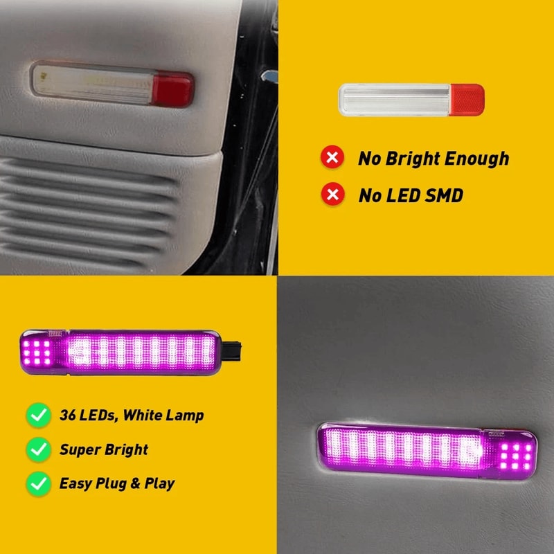 Purple Pair LED Door Courtesy Light Waterproof ABS Housing PC Lens Easy Install 5