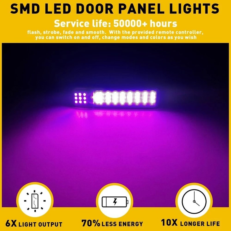 Purple Pair LED Door Courtesy Light Waterproof ABS Housing PC Lens Easy Install 8