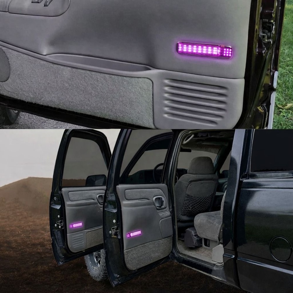 Purple Pair LED Door Courtesy Light Waterproof ABS Housing PC Lens Easy Install 0