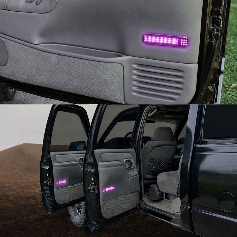 Purple Pair LED Door Courtesy Light Waterproof ABS Housing PC Lens Easy Install 0