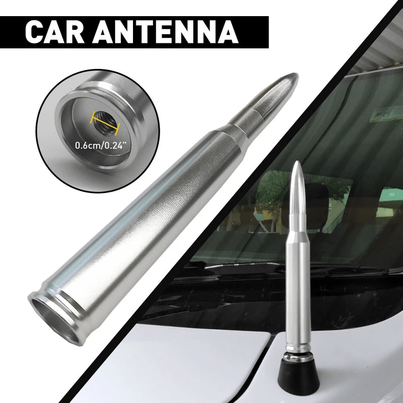 Universal FM Radio Antenna SILVER BULLET ANTENNA CAL Aluminum Replacement Signal Range Booster 9