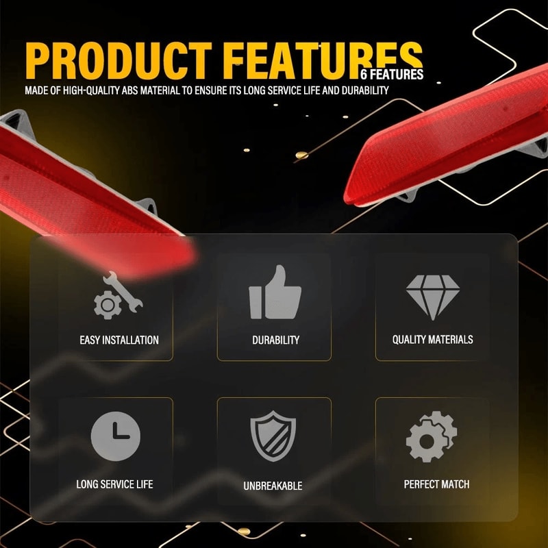 Rear Bumper Bar Reflector Kit Red Lens Light For Perfect Car Fit 7