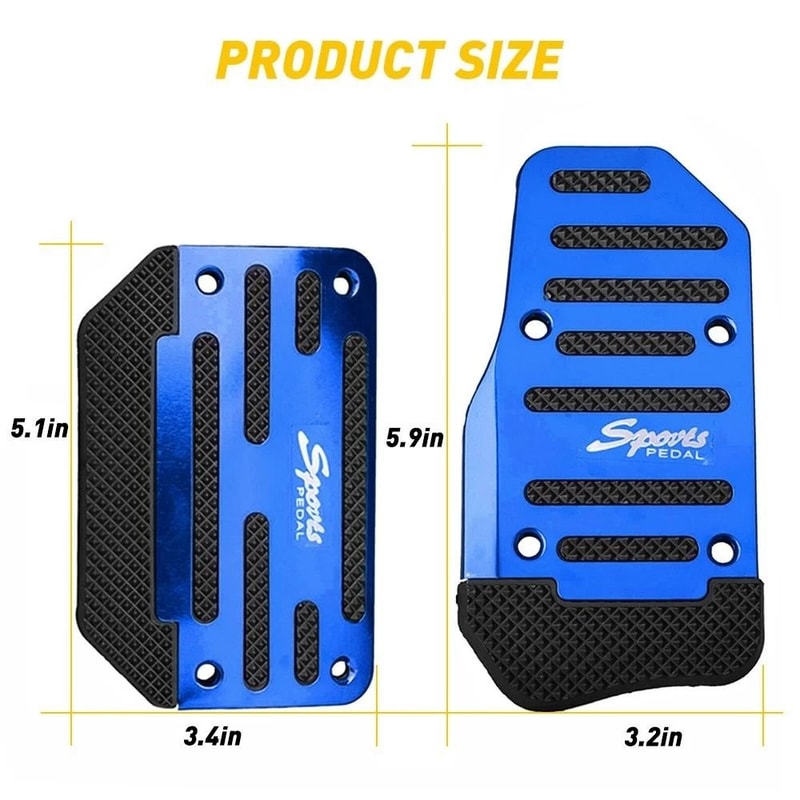 Aluminum Alloy Automatic Blue Gas Brake Pedal Pad Cover Set 2