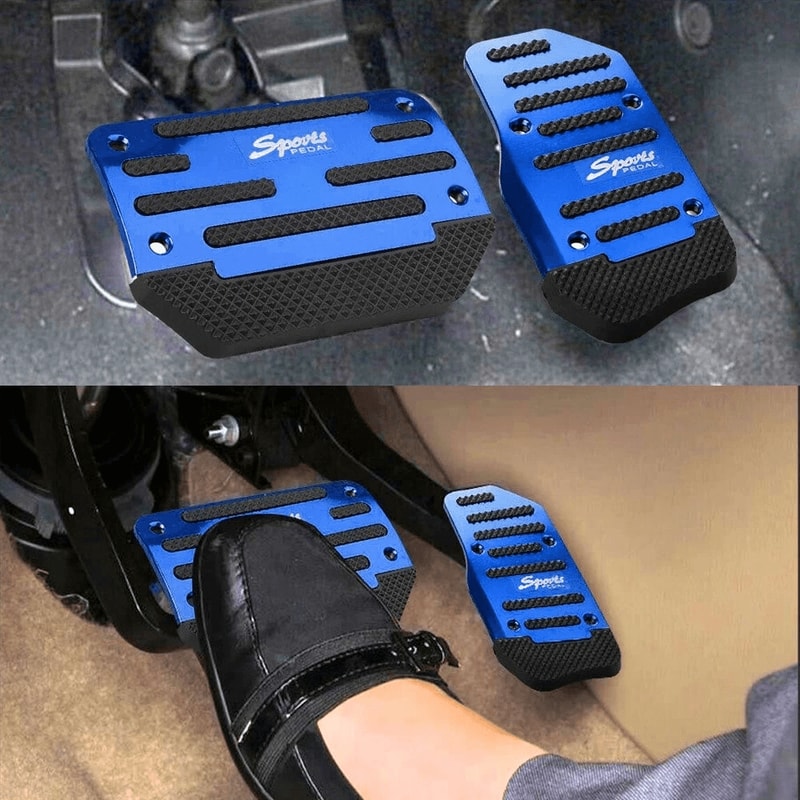 Aluminum Alloy Automatic Blue Gas Brake Pedal Pad Cover Set 0
