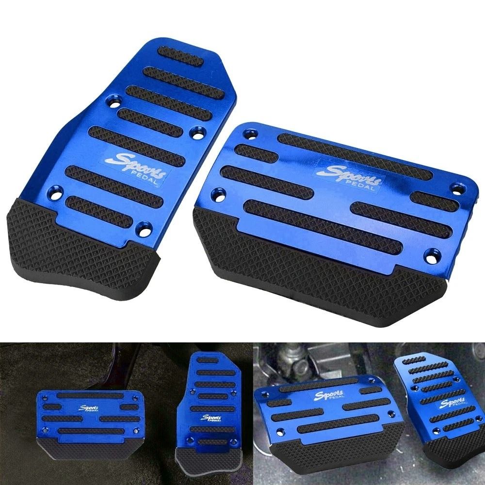 Aluminum Alloy Automatic Blue Gas Brake Pedal Pad Cover Set 5
