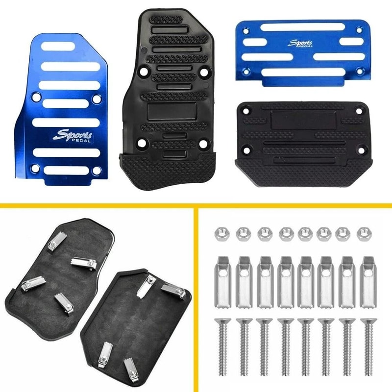 Aluminum Alloy Automatic Blue Gas Brake Pedal Pad Cover Set 6