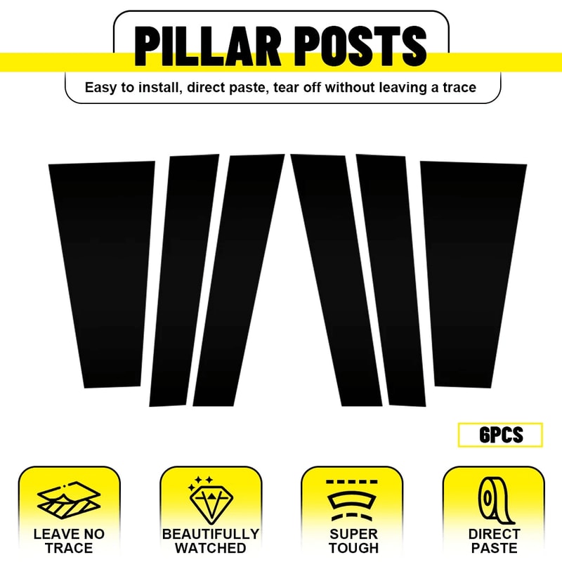 Gloss Black Door Window Trim Cover Pillar Posts 12