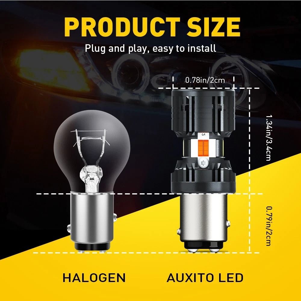 Switchback LED Front Turn Signal Bulbs Parking DRL Light White Amber 1