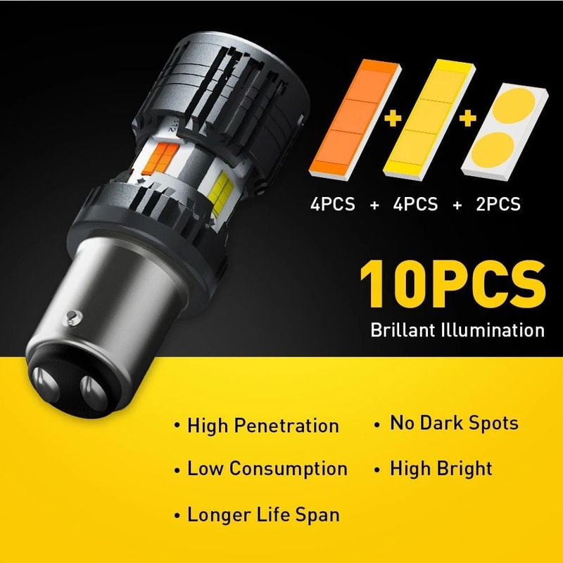 Switchback LED Front Turn Signal Bulbs Parking DRL Light White Amber 2