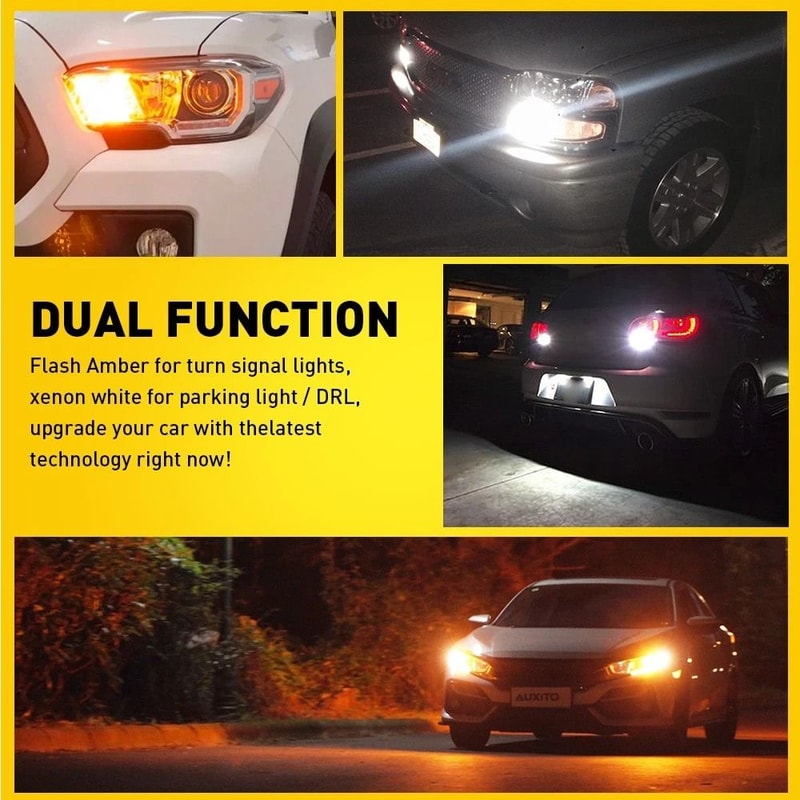 Switchback LED Front Turn Signal Bulbs Parking DRL Light White Amber 7