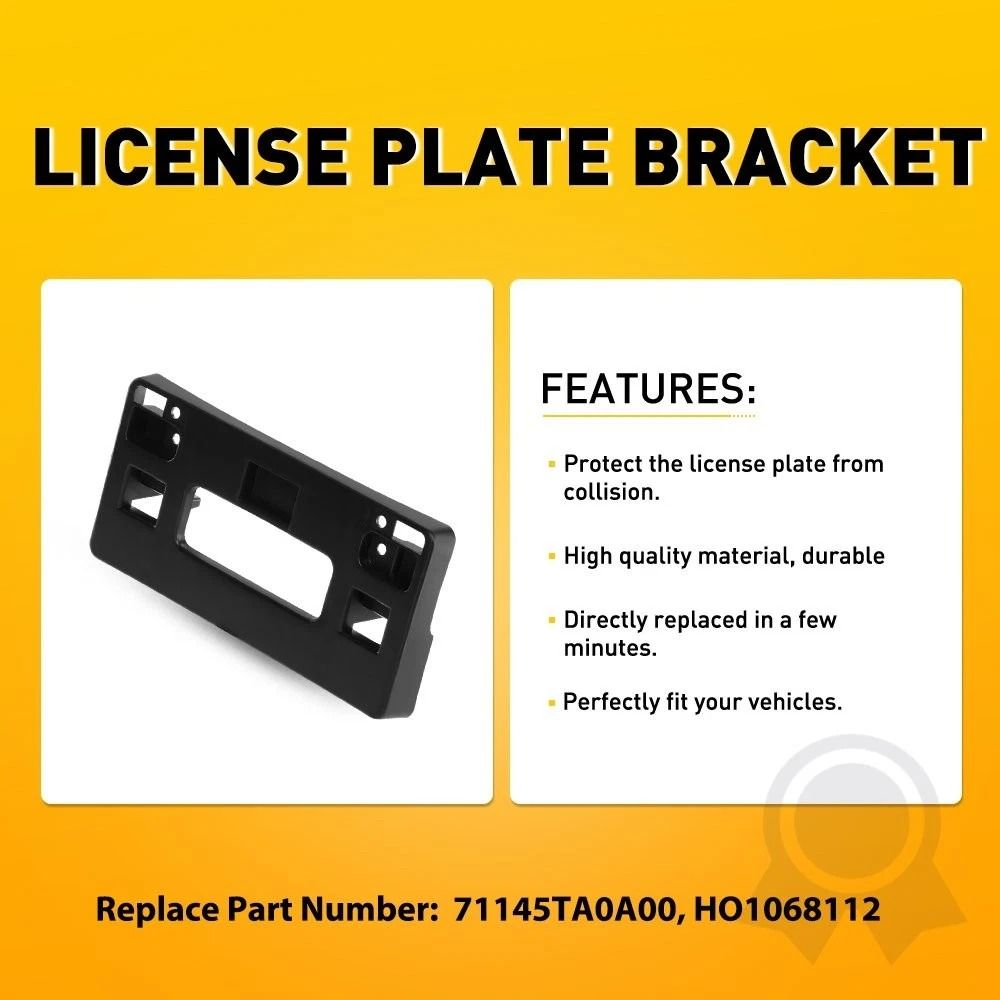 Direct Replacement Front License Plate Bracket For Honda Accord 20082012 OE Quality Black 4