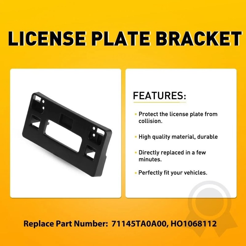 Direct Replacement Front License Plate Bracket For Honda Accord 20082012 OE Quality Black 4
