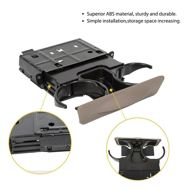 Durable Tan Center Console Cup Holder SpaceSaving Design For Vehicles 4