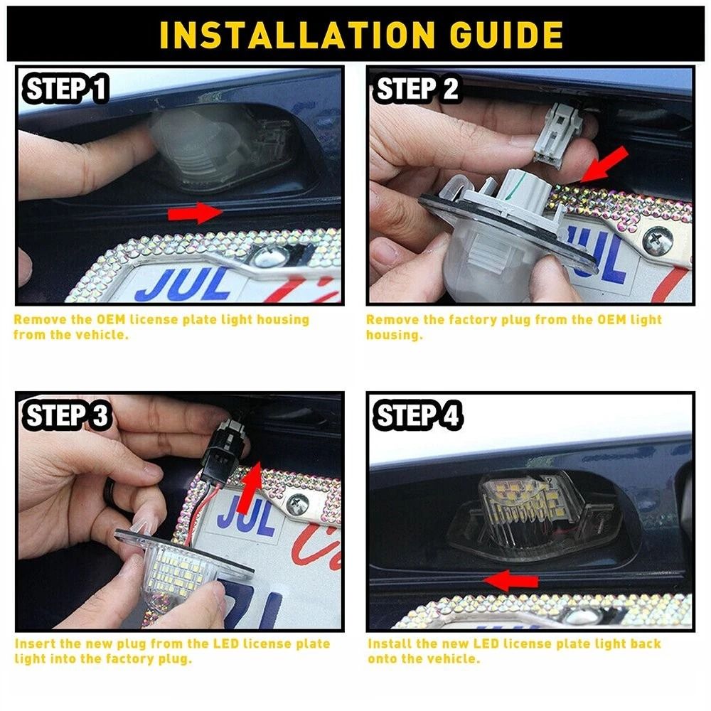 Honda LED License Plate Light Lamp White Bulb Upgrade 7