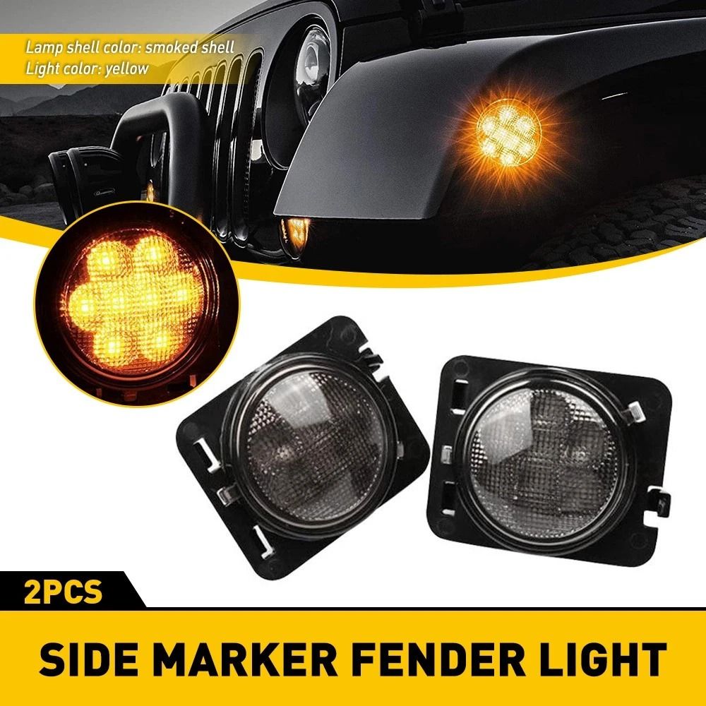 Smoked Lens LED Side Marker Amber Fender Lights Waterproof Energy Saving Durable Black ABS Housing 8