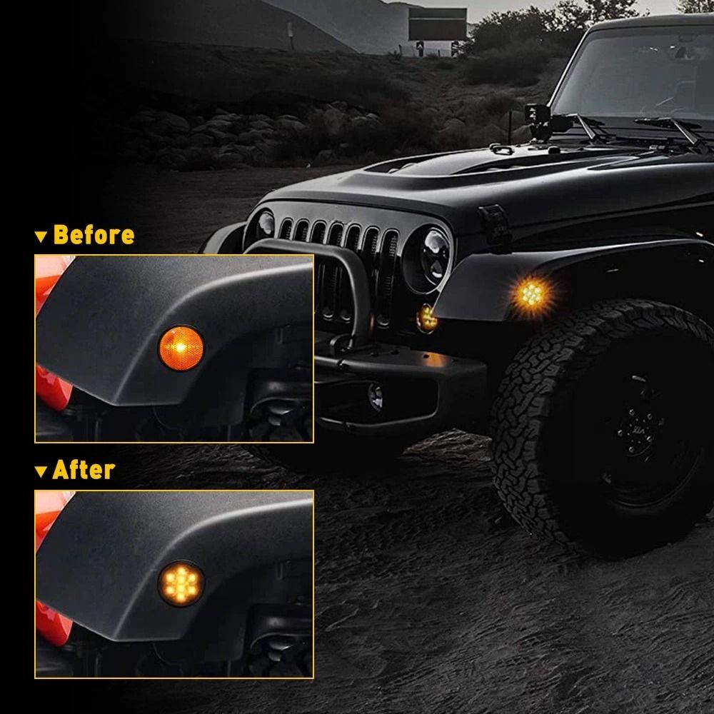 Smoked Lens LED Side Marker Amber Fender Lights Waterproof Energy Saving Durable Black ABS Housing 1