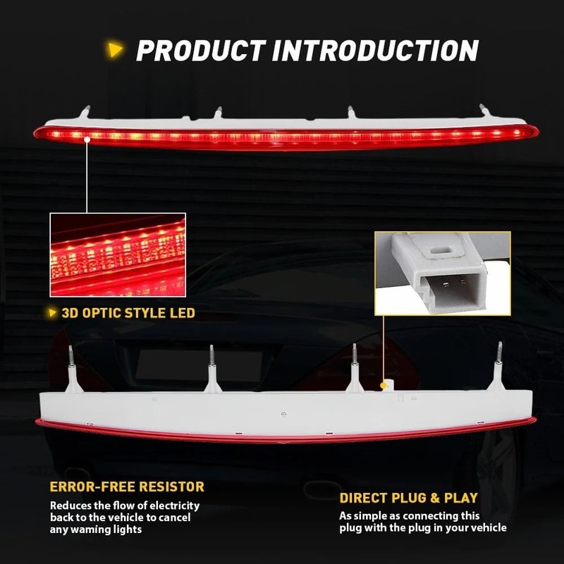 RED High Mount Stop 3rd Brake Light LED Tail Light Waterproof Car Brake Light Durable ABS Housing 8