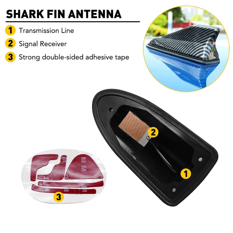 Carbon Fiber Universal Shark Fin Antenna Radio FMAM Signal Boost Antena Radio For Cars Motorcycles 6
