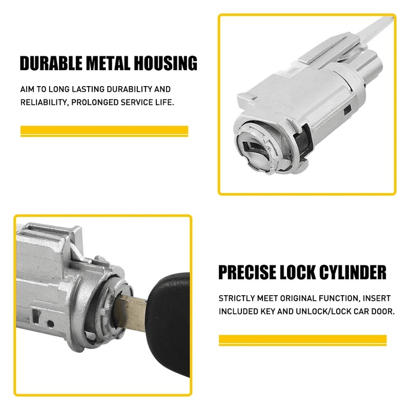 Lock Cylinder Ignition Switch Cylinder Keys Set Kit AntiRust Durable Simple Installation For Reliab 2