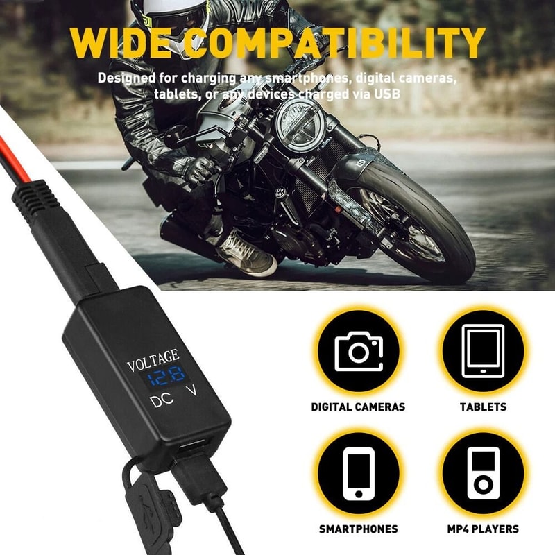 Waterproof SAE To USB Cable Adapter Motorcycle USB Charger With Power Switch LED Power Indication F 5