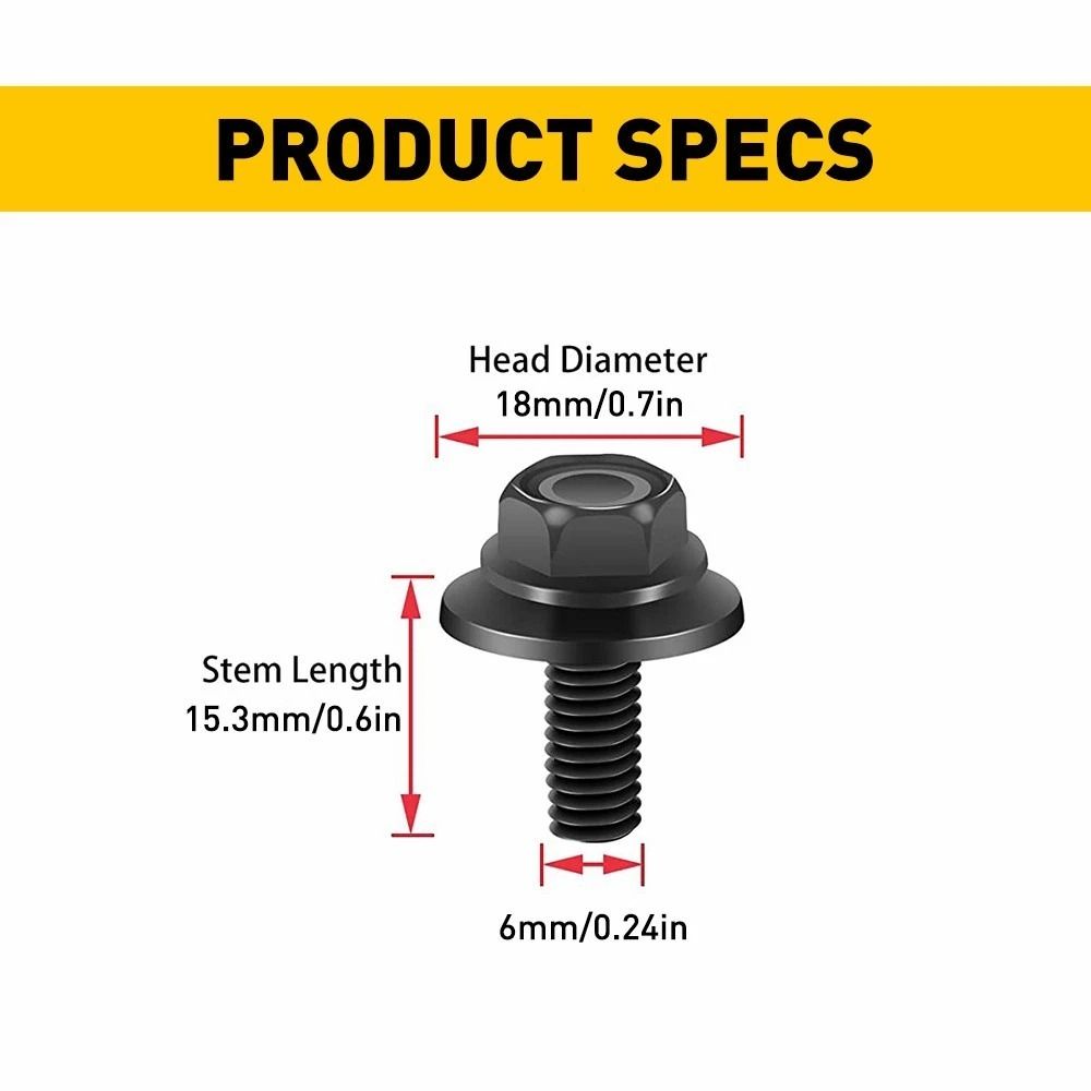 Washer Fastener Body Bolts Screw For Fender CorrosionResistant Simple Installation 1