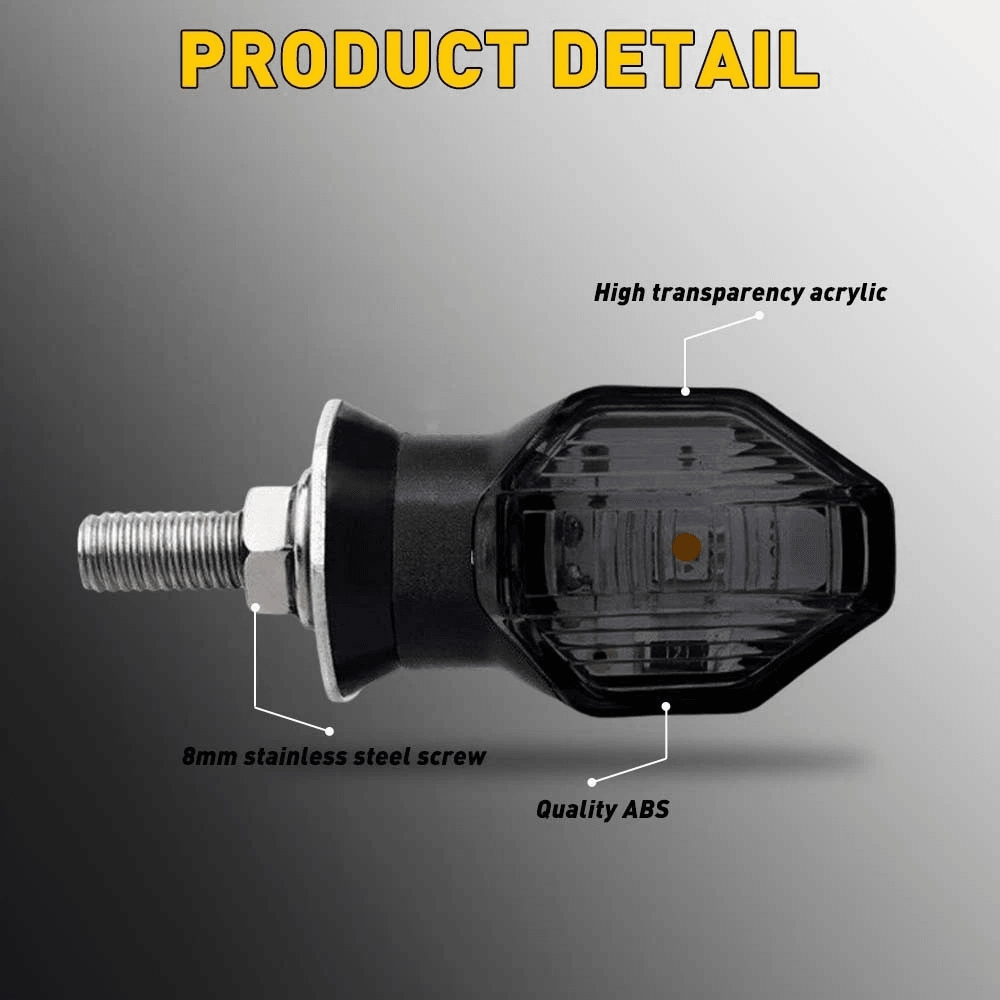 Waterproof Motorcycle Turn Indicator Amber LED Blinker Light High Brightness Universal Easy Install 3