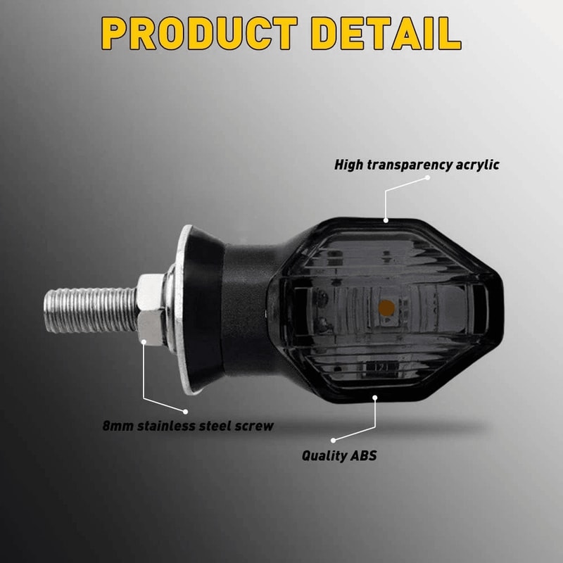 Waterproof Motorcycle Turn Indicator Amber LED Blinker Light High Brightness Universal Easy Install 3