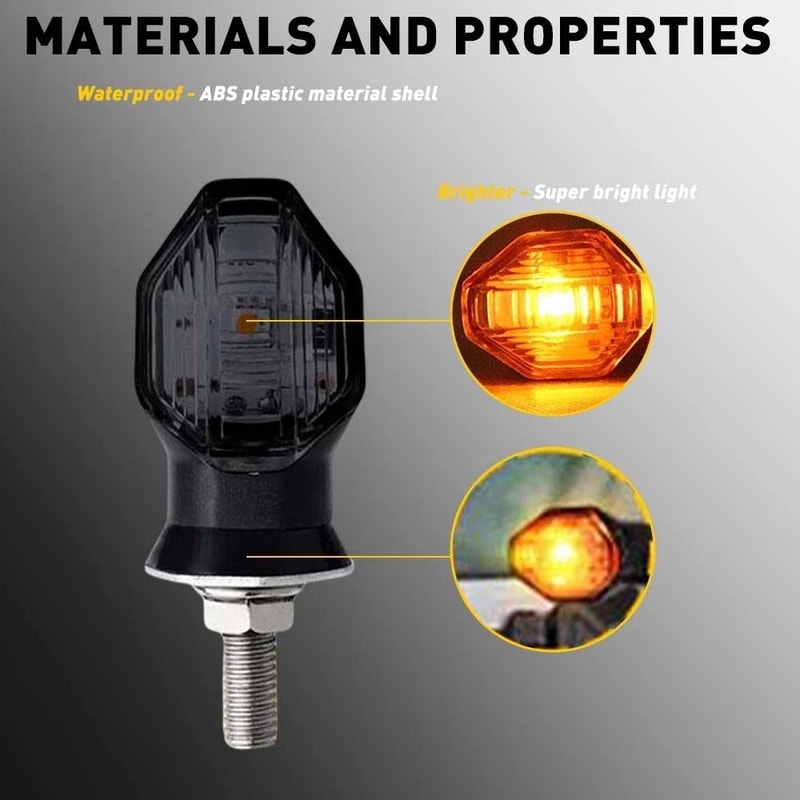 Waterproof Motorcycle Turn Indicator Amber LED Blinker Light High Brightness Universal Easy Install 5