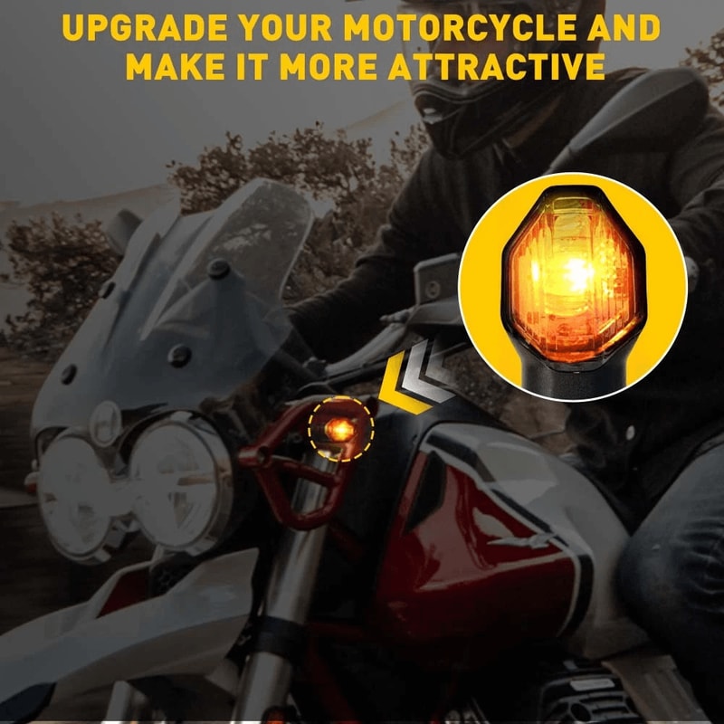 Waterproof Motorcycle Turn Indicator Amber LED Blinker Light High Brightness Universal Easy Install 7