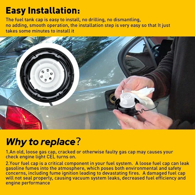 Gas Cap Replacement Factory Gas Cap HighPerformance Fuel Tank Cap Easy Installation Durable ABS Mat 7