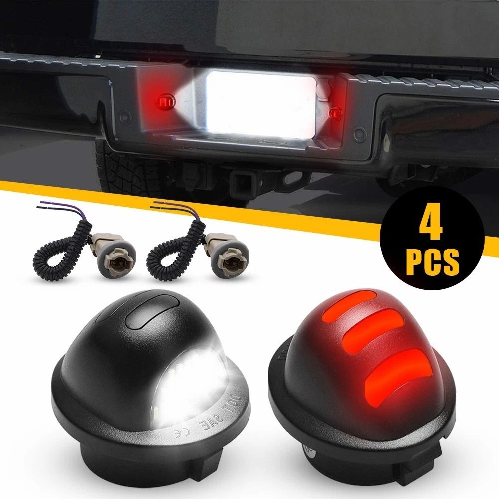 RED TUBE LED License Plate Light Wiring Harness Socket For Vehicles Bright And Reliable 12