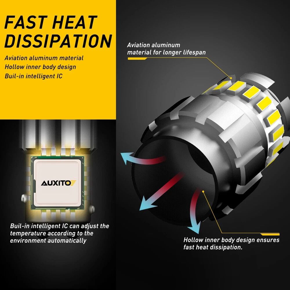 HighPerformance LED Brake Tail Signal Stop Light Bulbs White Easy Install 6