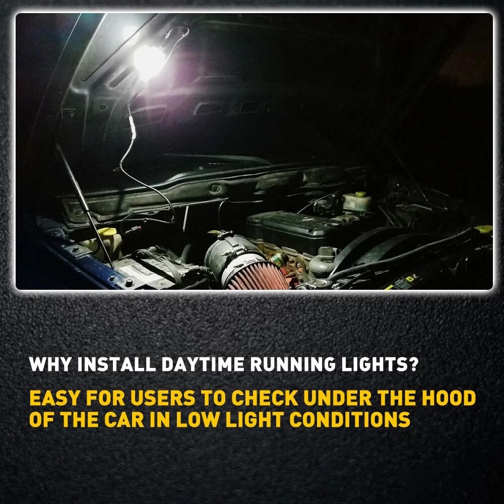 White Hood Courtesy Lamp LED Underhood Light For Car Engine Bay Lighting Upgrade 9