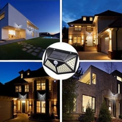 outdoor security lamp with solar power leds, pir motion sensor light for garden wall