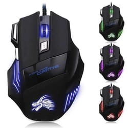 gaming mouse, usb wired, led breathing fire, adjustable dpi, 7 buttons for pc, laptop, gaming professionals