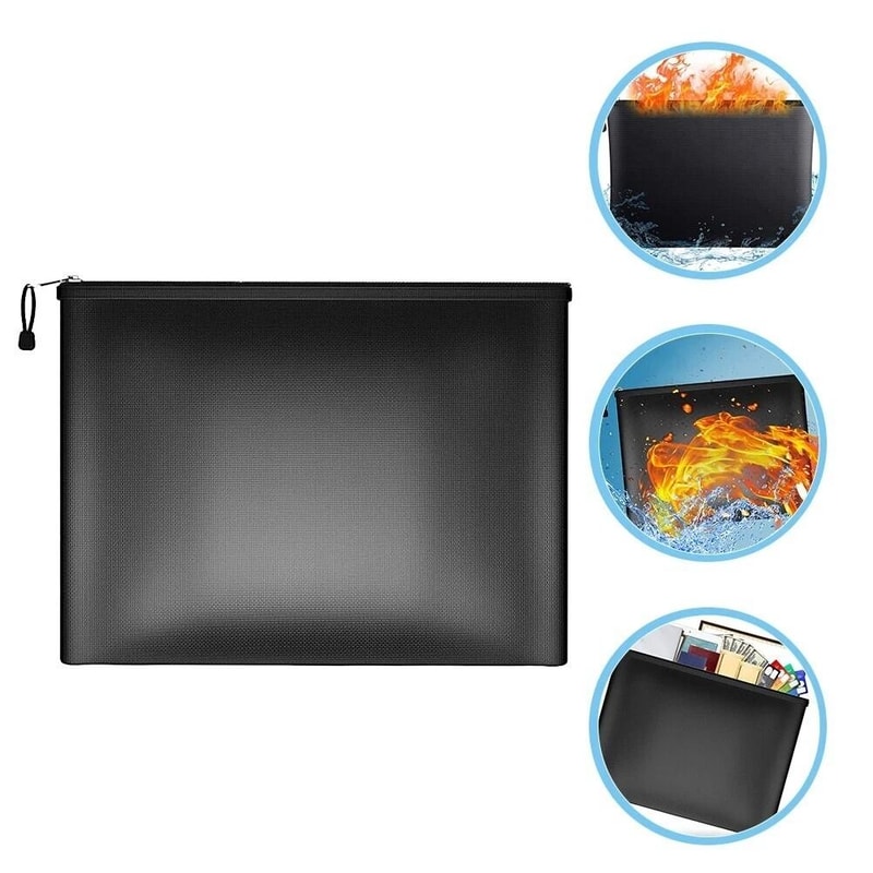 Fireproof Document Pouch Waterproof Fire Proof Money Bag Safe Cash Storage For Valuables Papers Tra 5