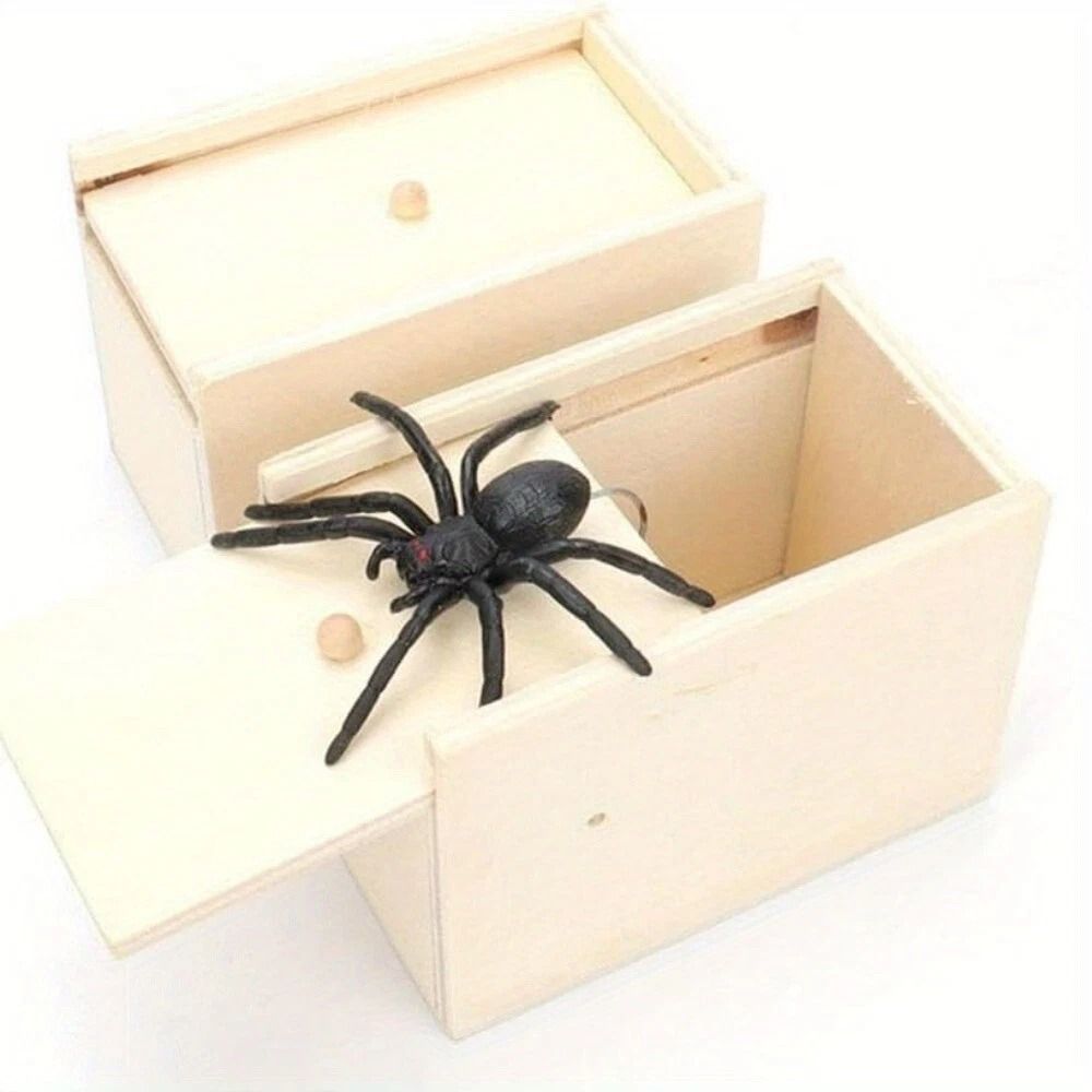 Hidden In Case Trick Wooden Prank Spider Scare Gag Toy For Ultimate Scare Fun Play Joke Gift 2