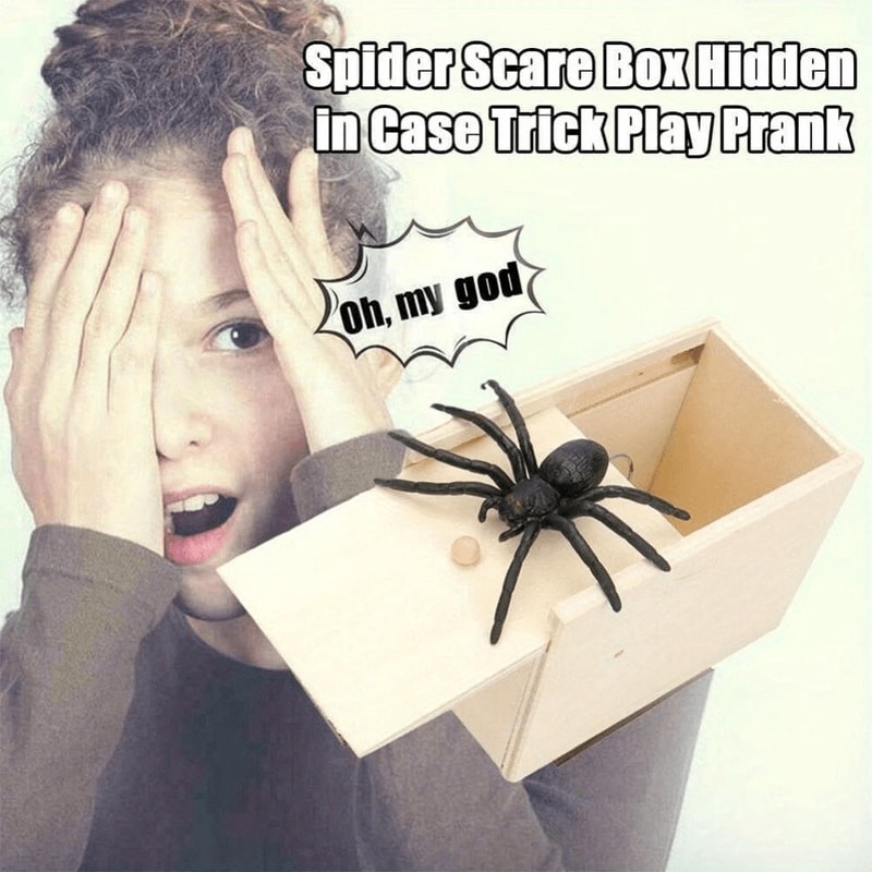 Hidden In Case Trick Wooden Prank Spider Scare Gag Toy For Ultimate Scare Fun Play Joke Gift 3