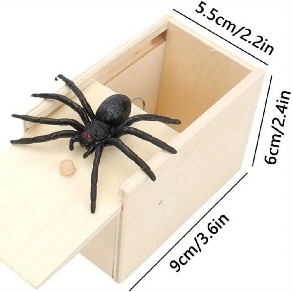 Hidden In Case Trick Wooden Prank Spider Scare Gag Toy For Ultimate Scare Fun Play Joke Gift 6